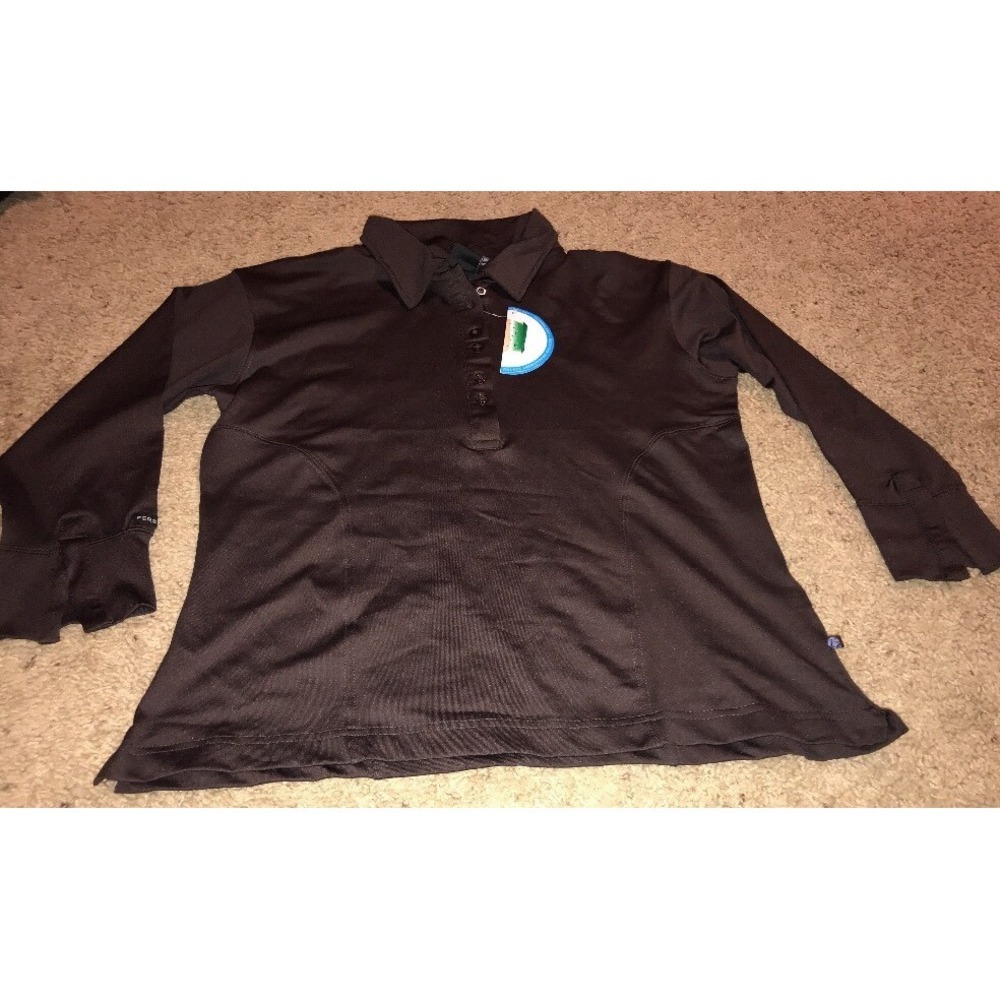 NWT Fersten Worldwide Performance Dry Polo Button Brown Womens sz M‎ Medium 3/4